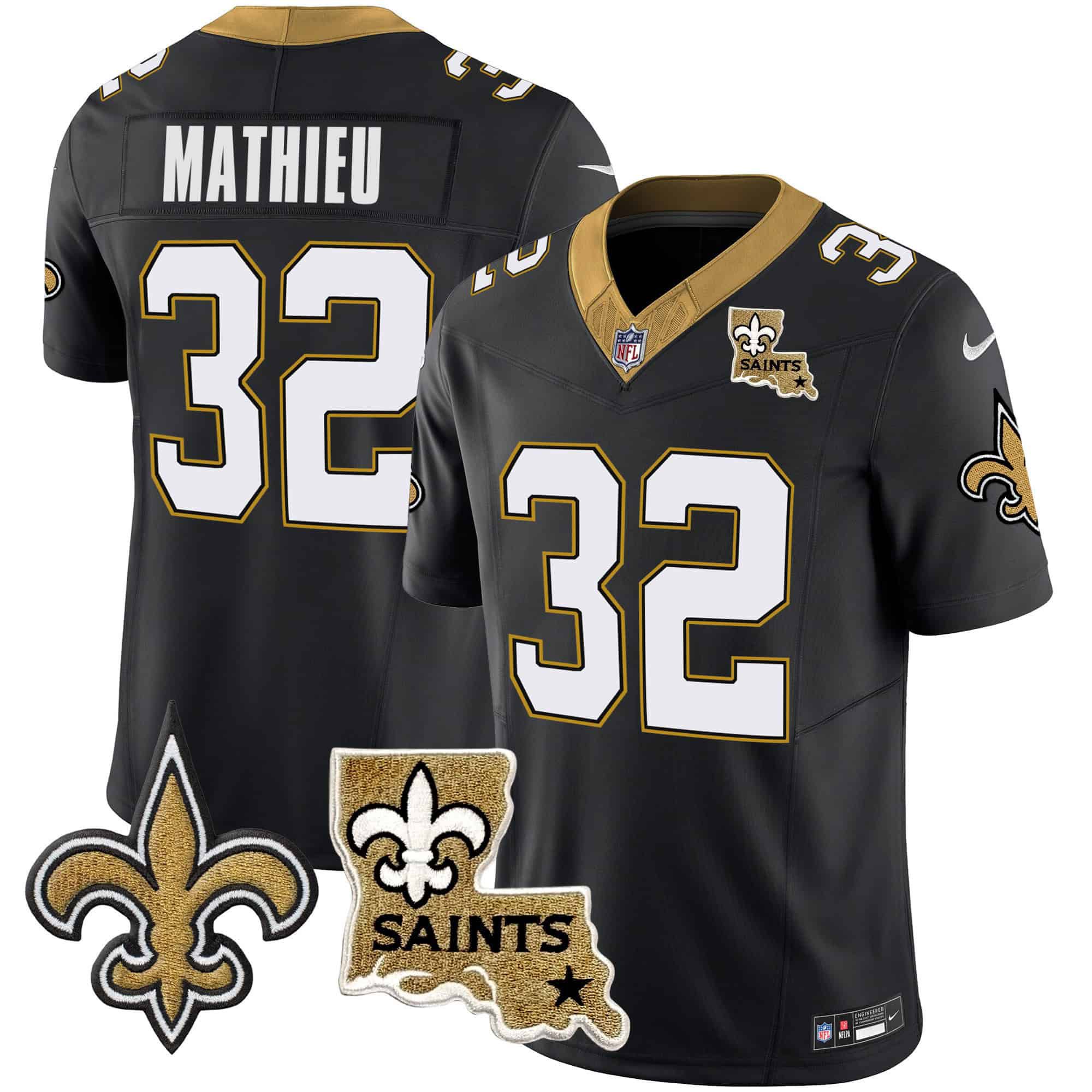 Men New Orleans Saints #32 Mathieu Black 2024 Nike Vapor Limited NFL Jersey style 1